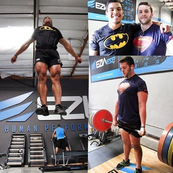 rg1nakoa's tweet image. Happy National Superhero day... from two of our resident #EZIAtrained Superheros #batman #superman #captainunderp...