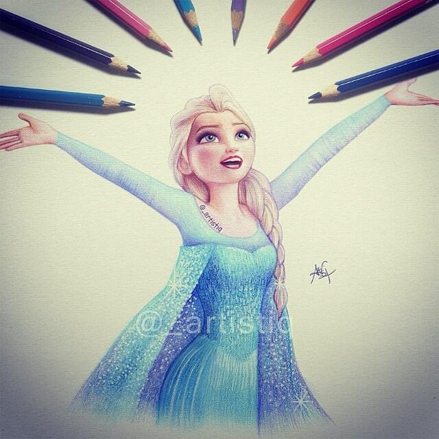To imagine is everything — Finished my drawing of Elsa & Anna of Disney's...