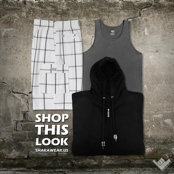 Shop this look at: shakawear.us #ootd #MensFashion #shaka #losangeles #streetwear #tanktop #hoodie #plaid