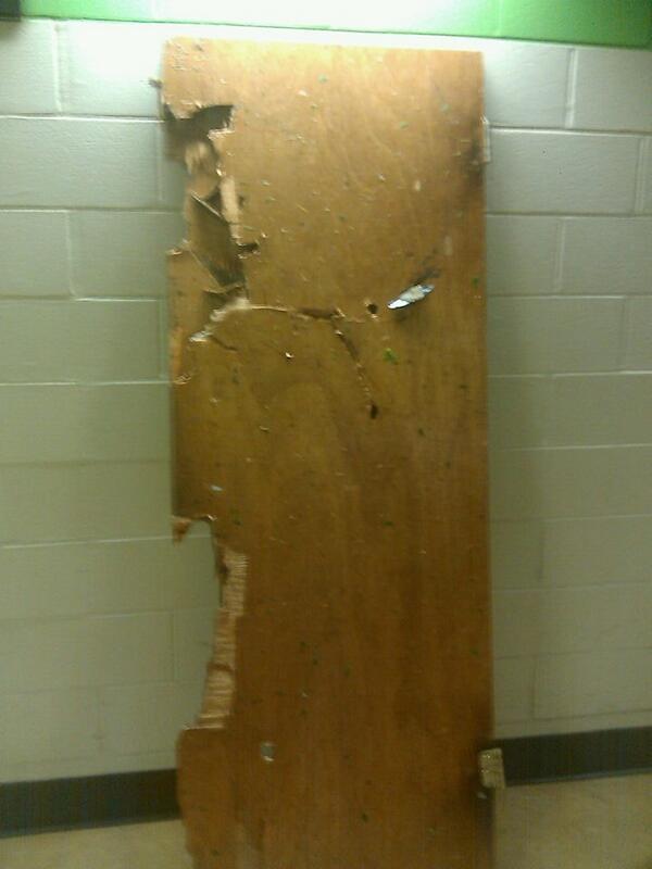wunderground's tweet photo. RT @wxprof: This door landed on the MSU campus from the Louisville, MS tornado.  30 miles to the south http://t.co/RJ44g0s0tb