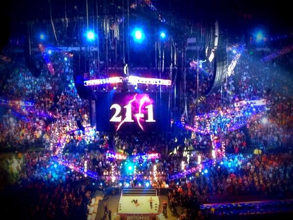 HeymanHustle's tweet photo. I am, indeed, The 1 Behind The 1 in 21-1 @BrockLesnar @WWE @WWEUniverse @WrestleMania #RAW http://t.co/1aGQCHrXpW