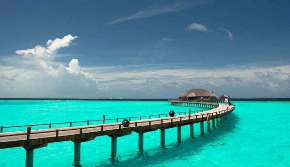 A long walk to the #Spa! #HiltonMaldives! Surrounded by over 52 acres of powdery white #beach and lush, #tropical