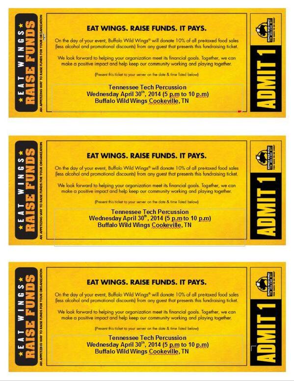 TTUPercussion's tweet photo. Make plans to come to Buffalo Wild Wings this Wednesday for our last Wing Night of the year! http://t.co/PdCG6CDJHA