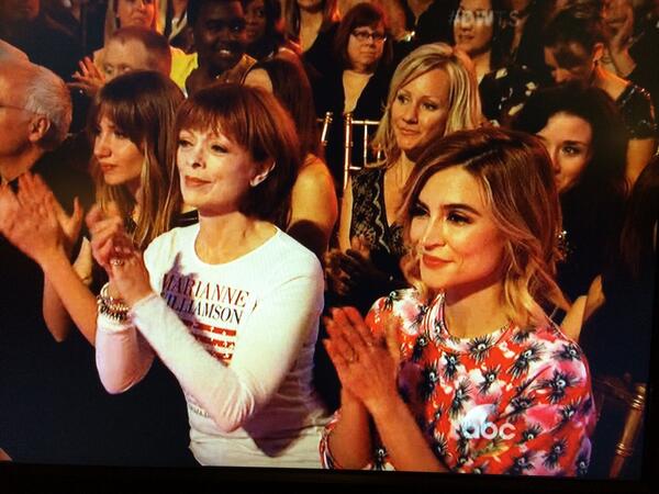ResurrectionPod's tweet photo. #ResurrectionABC star sighting on #DWTS tonight!  Great to see @Frances_Fisher &amp; @samaire_samaire enjoying the show! http://t.co/XyjUkULnPz
