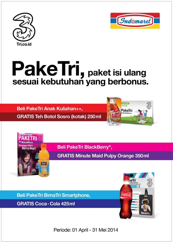 Kini PakeTri sudah tersedia di <a href="/Indomaret/">Indomaret</a> beli dan dapatkan bonusnya. Promo berlaku sampai 31 Mei 2014 :)