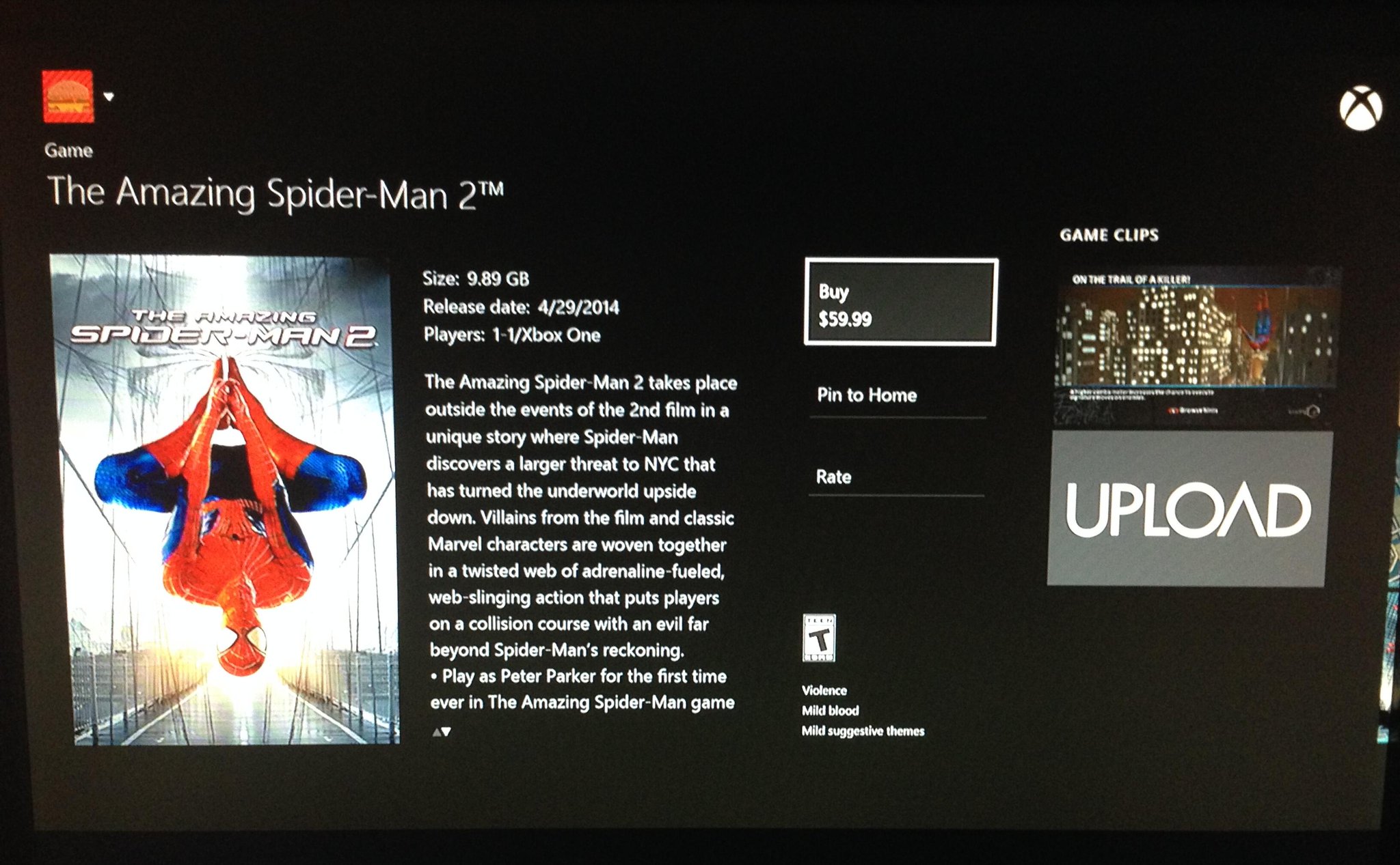 The Amazing Spider-Man 2 Xbox One digital version available now, size ...