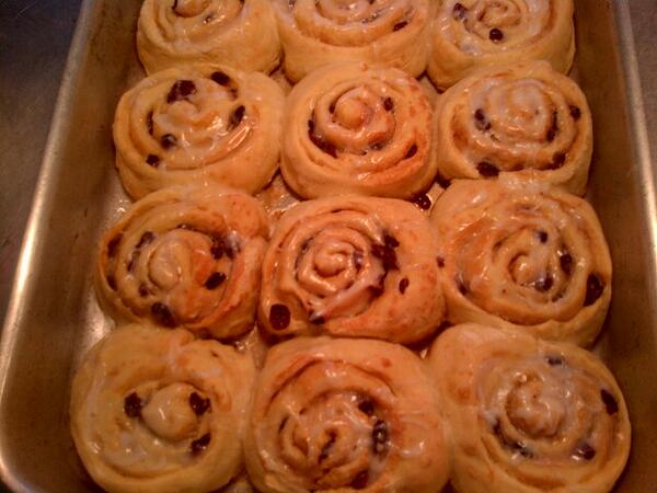 Chelsea buns just out the oven