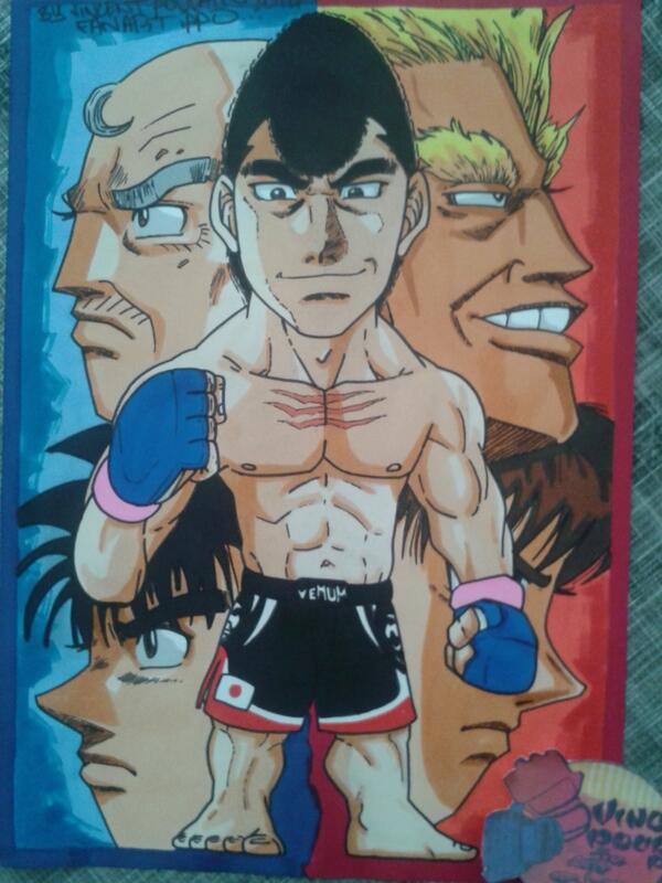 My last drawing, a fan art of manga Hajime no Ippo custom @PrideFC_Video @Venumfight by a French artist @Vincenthury