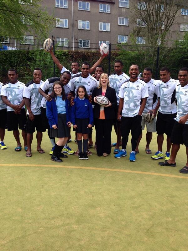 Fiji Rugby 7s put our P5s through their paces! <a href="/Glasgow7s/">Glasgow7s</a> <a href="/Scotlandteam/">Scottish Rugby</a> #rugbyfun