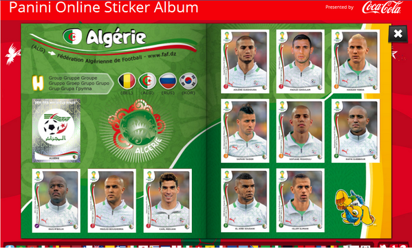 AlesCule's tweet photo. First team completed in my Panini online sticker album. Algérie. #PaniniCode http://t.co/3lnyNdW56X