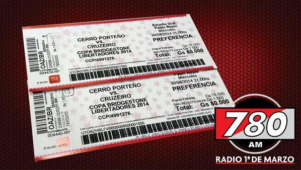 DeporteTotal780's tweet photo. A las 13:50 se van 2 entradas para #Cerro vs #Cruzeiro!! Tenes tiempo: Ingresá en ESTE LINK: https://t.co/6ZgWAXQqNd http://t.co/gv6SLtfqrW