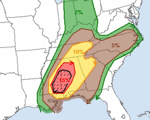 spann's tweet photo. SPC tornado probabilities later today and tonight #alwx http://t.co/cqKvjQz9VF