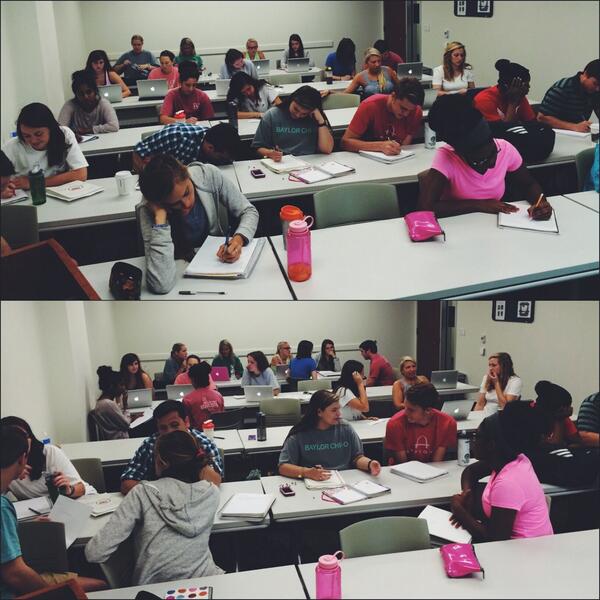 BaylorComm's tweet image. Today in Interpersonal Comm! “@Prof_Damron: Think, pair, share! Talking about interpersonal conflict in #css3311! http://t.co/eH7EmwmxmW”