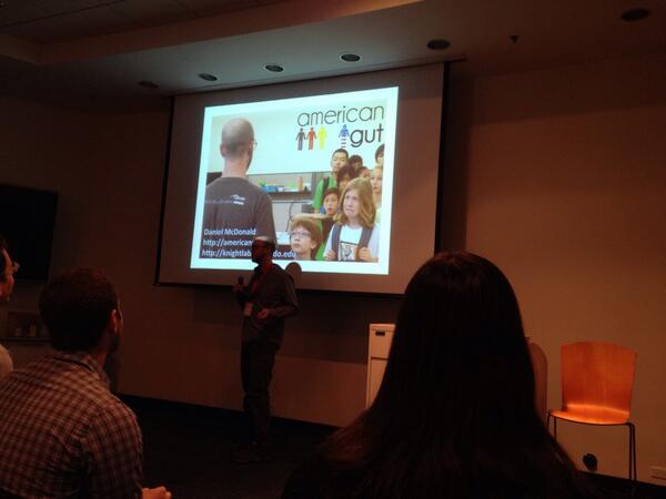 YourWild_Life's tweet photo. .@mcdonadt making the case for poop collection to study gut microbes, @americangut #citizenscience #GET2014 http://t.co/X3bo3qhzCD