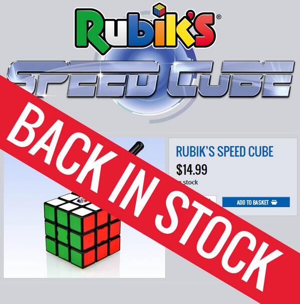Rubiks_Official's tweet photo. The Rubik's Speed Cube is back in stock!!! http://t.co/LsNc7ntOyr http://t.co/z7eKJYdt51