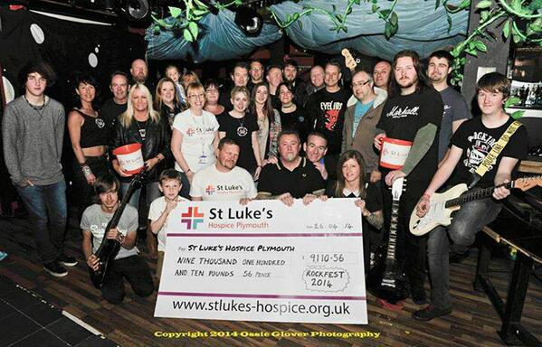 PunkCuz77's tweet photo. @sharrond62 #PLYMOUTH ROCKFEST RAISED OVER £9000 THIS YEAR FOR @StLukesPlymouth Thanks for the RT ! http://t.co/Mxt38Yd6fi