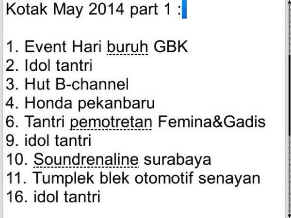 "<a href="/kotakband_/">Official KOTAK</a>: Bismillah, ada revisi dikit dijadwal kotak mei2014 part 1, jadwal soundrenalin tgl 10 di Surabaya  "