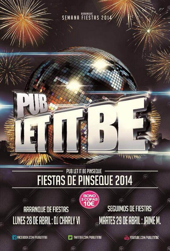 Feorro's tweet photo. PUB http://t.co/zZFds6bp60
#FiestasDePinseque 
Martes 29 @jaimelies 
Bonocopas 3x10€ http://t.co/ZL1BHUhtwQ