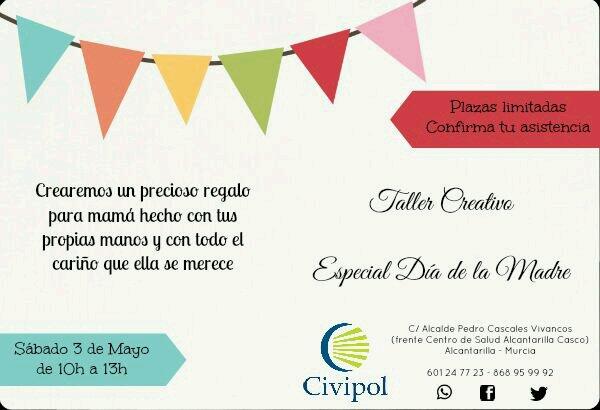 Taller Creativo Especial Día de la Madre. No te quedes sin plaza