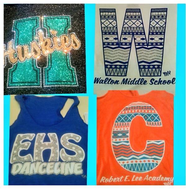 Some awesome campwear being printed today! #Holmes #WaltonMS #Etowah #RobertELee #glitter #bling #chevron