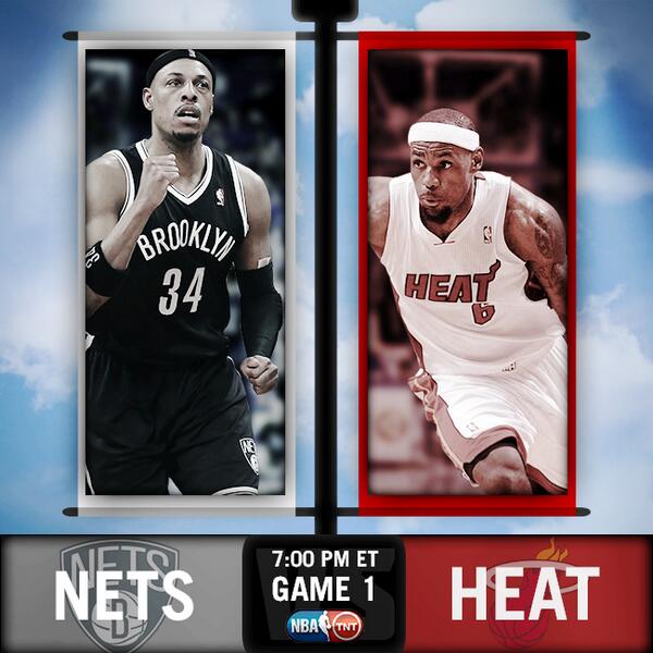 NBA's tweet photo. #HEATvNETS Game 1, 7pm/et @NBAonTNT! http://t.co/mAeWLYiv79 http://t.co/cYwYxZxhIc