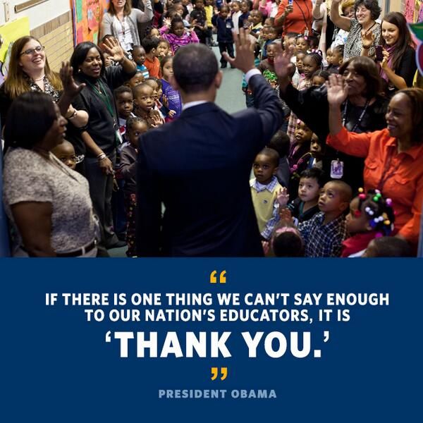 ObamaWhiteHouse's tweet image. Happy National Teacher Appreciation Day! #ThankATeacher