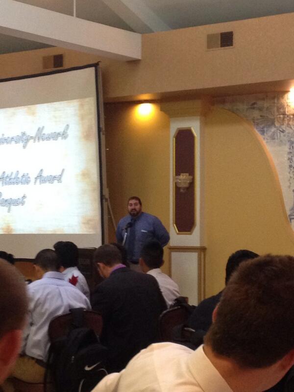 Coach Trevino speaking at our end of the year banquet #RUNMVB