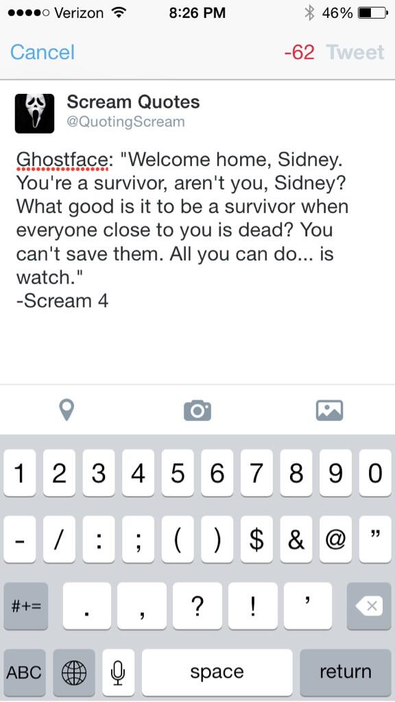 QuotingScream's tweet image. One of my favorites from Scream 4🙌