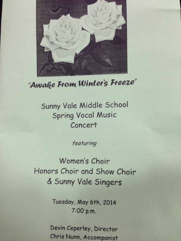 Wonderful job tonight by the choirs at Sunny Vale. Amazing voices!