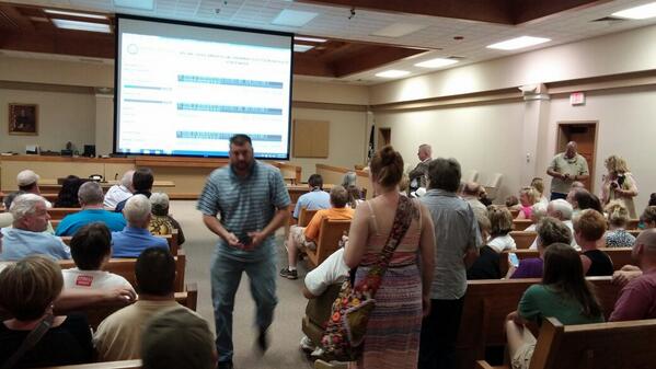 About 150 folks in the courtroom at Davie County Courthouse watching election results come in.