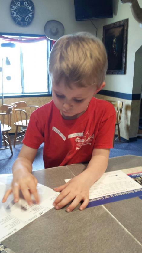 Starting Them Young On The Campaign Trail. 
My son Isaac was a big help labeling postcards. Sent from...