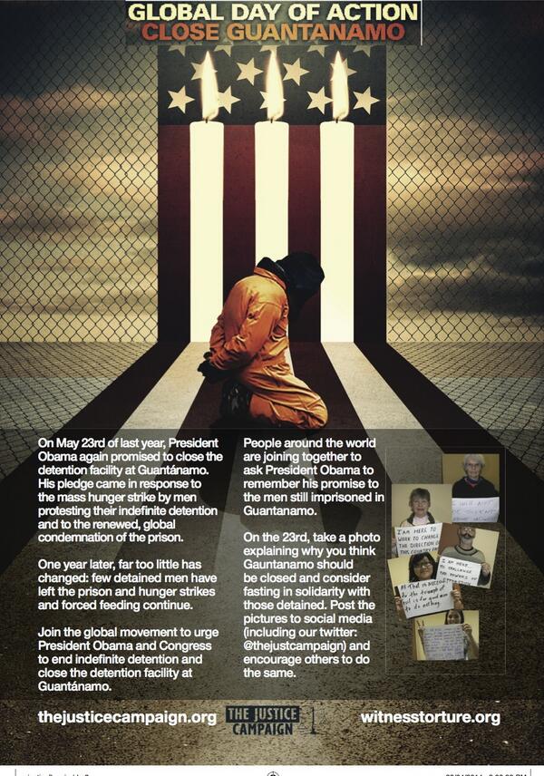 thejustcampaign's tweet image. 23 May is the Global Day of Action to Close #Guantanamo-please join us by posting messages of support on social media