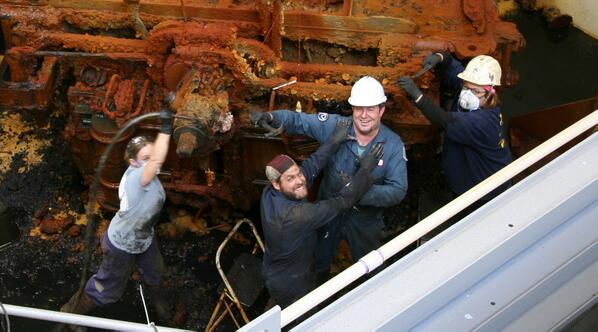 A couple of yrs ago we had a #zombieattack drill in the engine tank & @NordgrenEric got to be the zombie... :-D