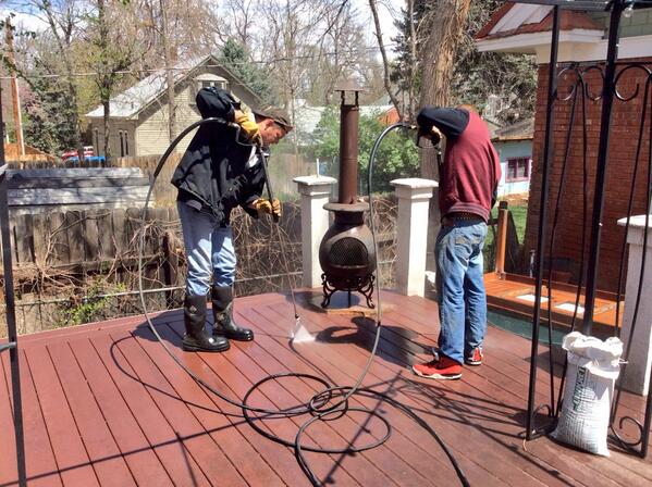 crewmaxinc's tweet image. #pressurewashing to clean off a maintenance free deck surface. #deckcleaning #deckwashing #crewmax #powerwashing