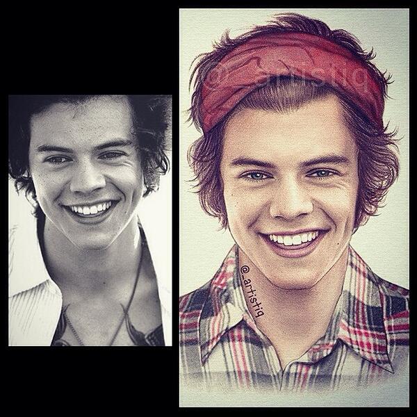 _artistiq's tweet photo. Comparison of the reference photo &amp; my drawing! 😊 @Harry_Styles http://t.co/PJxzzT0oBF