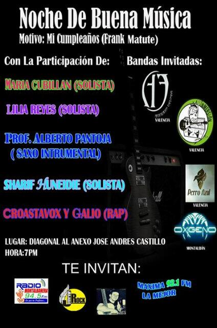 Este sabado <a href="/BandaOxigeno/">Oxígeno</a> <a href="/zonamadre/">Zona Madre</a> <a href="/FestivalRock100/">FestivalRockVzla</a> <a href="/ClassicRockMag/">Classic Rock Magazine</a> @llegate_ <a href="/CENTURIONPROD/">Centurion Production</a>