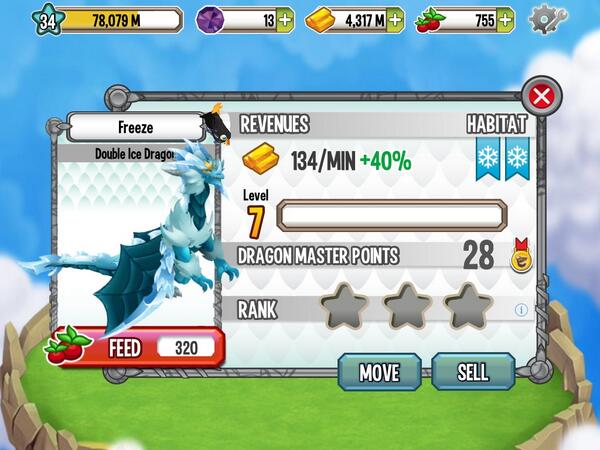 Hi everyone just wanted to show you my double ice dragon in dragon city.
He is playing with a penguin dragon.