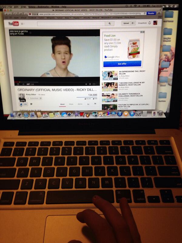 maisiesbea's tweet photo. Me trying to like this video for the 10th time. #BuyOrdinaryOniTunes #WatchOrdinaryMusicVideo @RickyPDillon http://t.co/tzucXN05no
