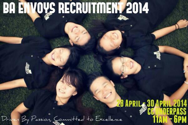 baenvoys's tweet image. LAST DAY OF SIGNUPS TODAY FOR BA ENVOYS!!! DO COME DOWN AND VISIT OUR BOOTH 😄