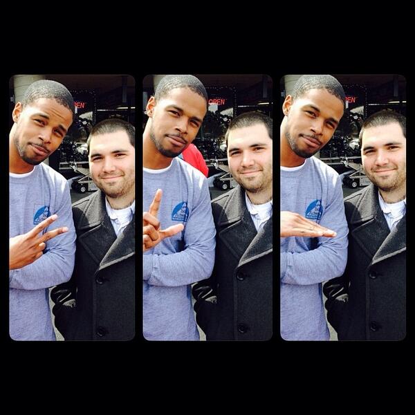 ShakirEnt's tweet photo. #GreggWayans on the set of #MerryExMasTheMovie w/ a cool P.A. http://t.co/Ia2N1PeJ9A