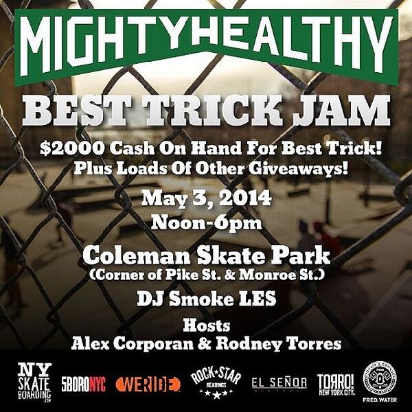 nyskateboarding's tweet photo. #besttrickcontest this Sat 12-6 at Coleman/LES Skate Park 📆📡 @mightyhealthyny @peanut186 @rodneytorresnyc @5boron... http://t.co/CXiQe5EqXT