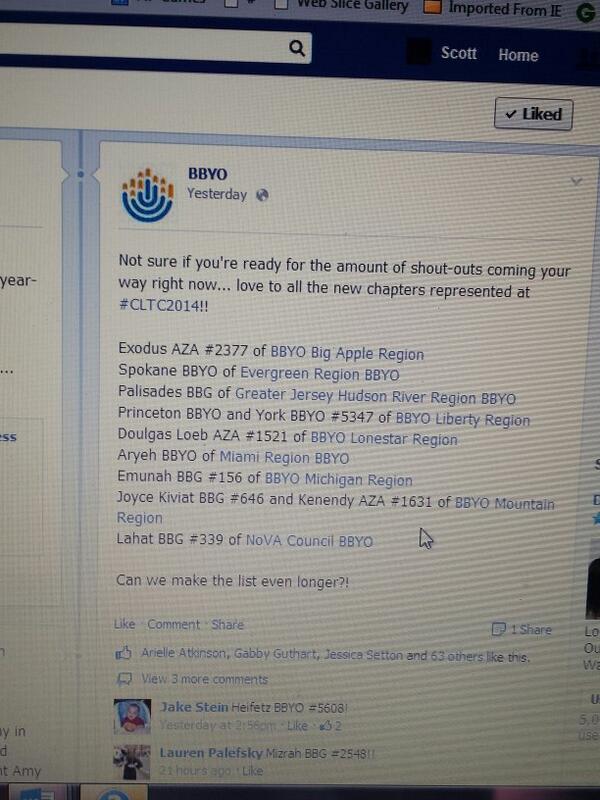 Kennedy1631's tweet photo. Us and @KiviatBBG646  got a shout out on the BBYO Facebook page! #readyforcltc http://t.co/sEeIa3VMlf