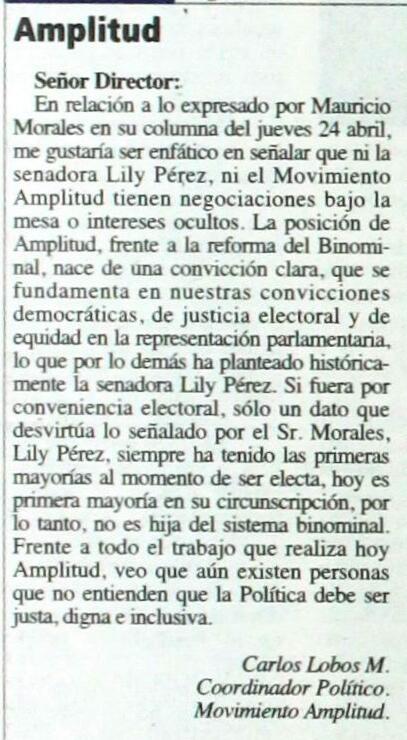 andres_jiron's tweet photo. "@AmplitudChile: Carta al Director @Estrategiacl de nuestro Cordinador Polìtico @CarlosLobosM1 http://t.co/FrW0YTvyGa"//#finalbinominal