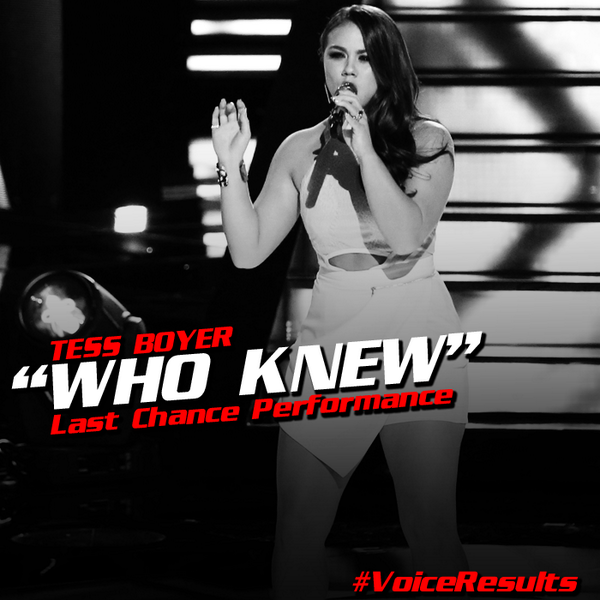 NBCTheVoice's tweet photo. RT if you're going to need a moment after this Last Chance Performance from @tesshannahmusic. #VoiceResults http://t.co/2ORBYoD921