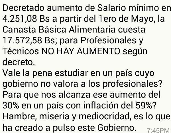 jdlemusr's tweet photo. ¿Venezolano estás deacuerdo con este miserable salario? 
¡Ser burlan de nosotros! http://t.co/cyWyqzcpXR