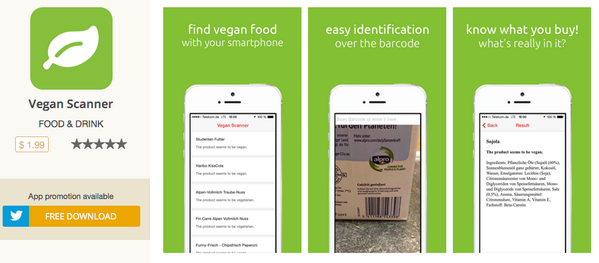Tweetanapp's tweet photo. Vegan? Don't miss Vegan Scanner app for #iphone #ios. Get it FREE saving $1,99. Enter here >>  http://t.co/lR2sPll8Qc http://t.co/We2nY8Bz1N