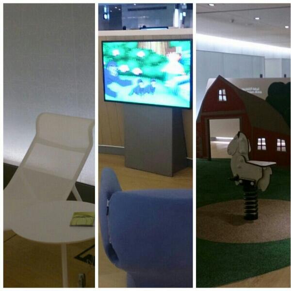 QatarToday's tweet image. Quiet area, television area and family area all situated adjacent to each other near the gates at HIA #StrangeLogic