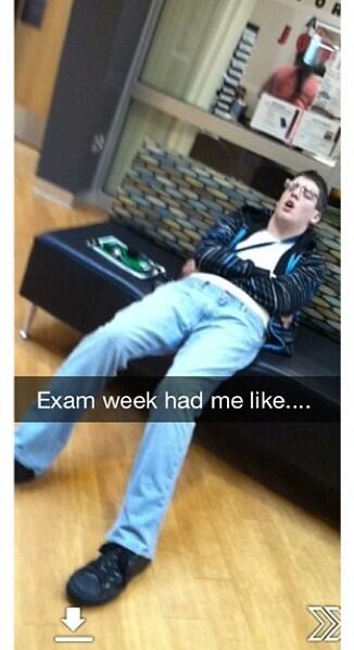 ShitSeahawksSay's tweet photo. Exam week had me like.. #snapchat #college #examweek #turnt http://t.co/tl7ltvEugP