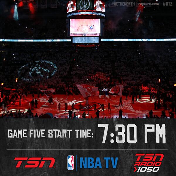 Raptors's tweet image. REMINDER: Tonight's start time is 7:30 PM ET. Party In The Square, Presented by @Bell opens at 4 PM. #WeTheNorth #RTZ