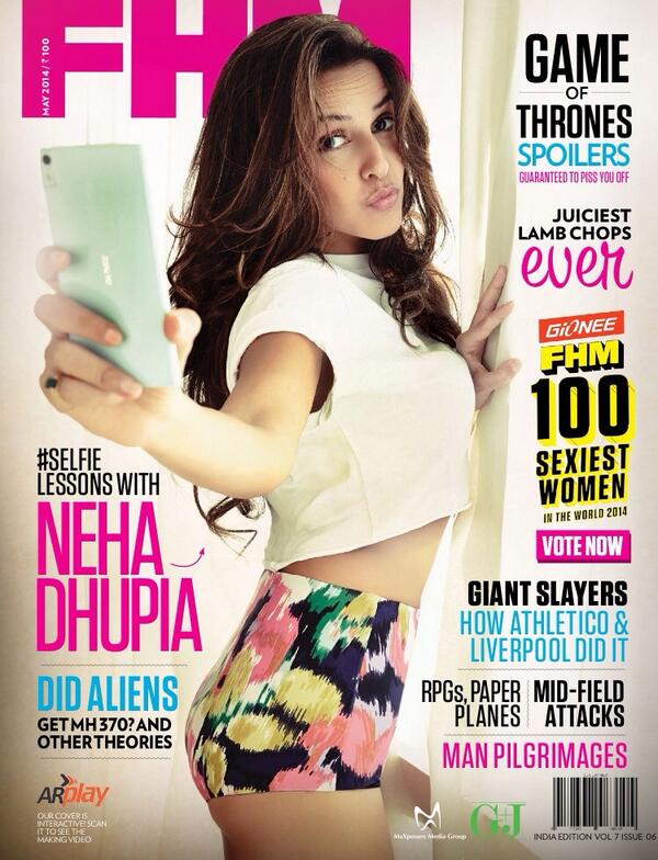 NehaDhupia's tweet photo. “@safriyaf: Neha Dhupia ( @NehaDhupia ) is a hottie taking a selfie..on the new @fhmindia cover http://t.co/aHMw0dxcWt” yes! #poutplease